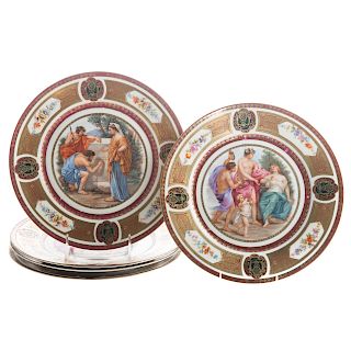 Five Royal Schwarzburg Porcelain Cabinet Plates