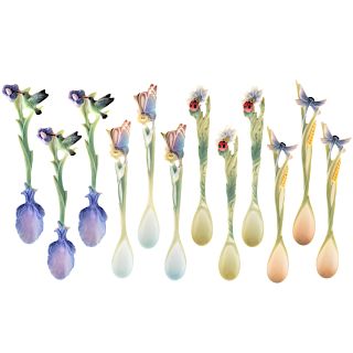 12 Franz Sculpted Porcelain Tea Spoons