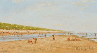 William Helfferich (European, Late 20th Century)      Sunny Day at the Beach.