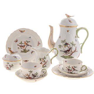 Herend Porcelain, Rothschild Bird 27 Piece Tea Set