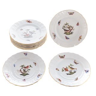 8 Herend Porcelain, Rothschild Bird Bread Plates