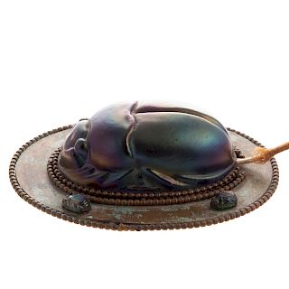 Tiffany Bronze/Favrille Glass Scarab Lamp