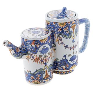Porquier Beau Quimper Chinese Influenced Teapot
