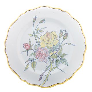 Porquier Beau Quimper Botanical Rose Plate