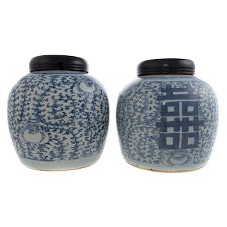 2 Chinese Export Blue/White Porcelain  Ginger Jars