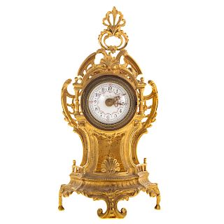 French Rococo Style Gilt Metal Desk Clock
