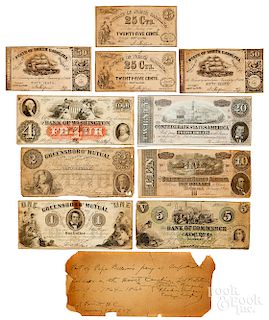 Group of Confederate Civil War money