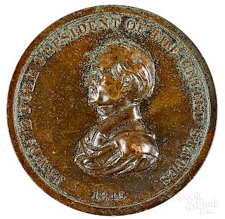 James Polk bronze Indian Peace Medal, dated 1845