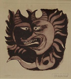 Oswaldo Guayasamin (Ecuadorian, 1919-1999)      Serpent Sun