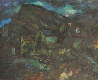 Elemer Vagh Weinmann (Hungarian, 1906-1990)      Village Landscape.