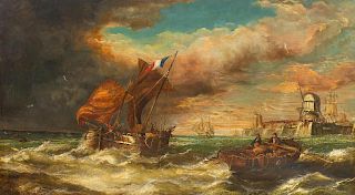 John Callow
(British, 1822-1878)
Fishing Vessels in Heavy Seas