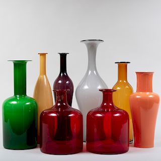 Group of Seven Contemporary Glass Vessels
