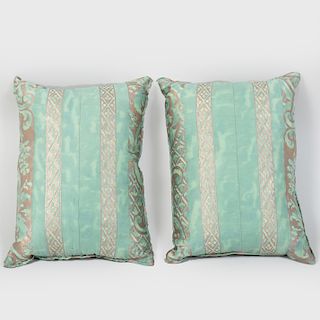 Pair of Aqua Green Fortuny Pillows