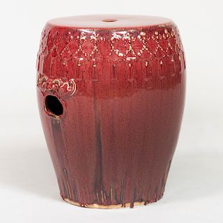 Chinese Red Glazed Pottery Garden Seat