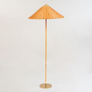 Paavo Tynell Floor Lamp with Wicker Shade, Model 9602, for Gubi 
