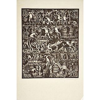 HARRY BERTOIA Woodblock print on rice paper
