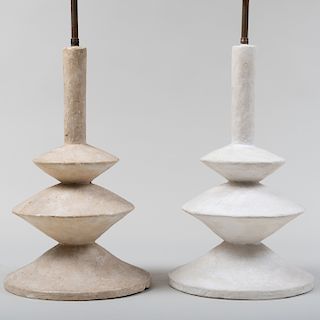 Pair of Modern Plaster Table Lamps, After a Design by Giacometti for Jean-Michel Frank