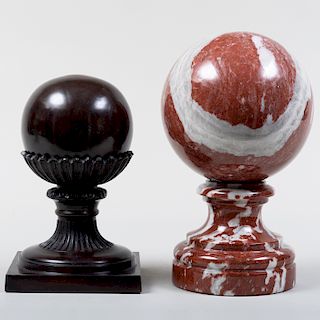 Continental Patinated Bronze Finial and a Marble Finial