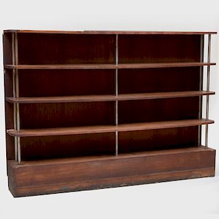 Art Deco Oak and Chromed Brass Bookcase, Attributed to Gilbert Rohde