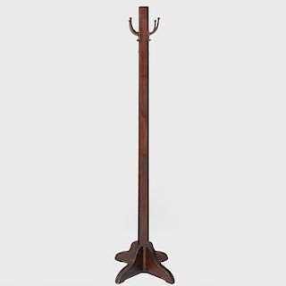 Arts and Crafts Style Metal-Mounted Stained Pine Metamorphic Coat Rack