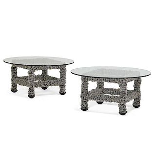 CLARE GRAHAM Pair of low tables