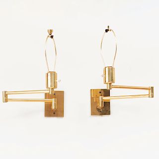 Pair of Brass Swing-Arm Hansen Lamps