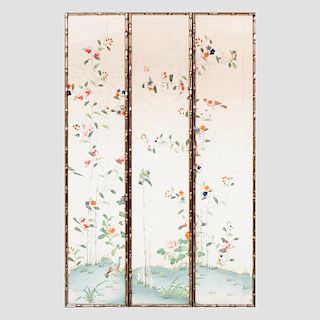 Set of Three Chinese Export Wallpaper Panels