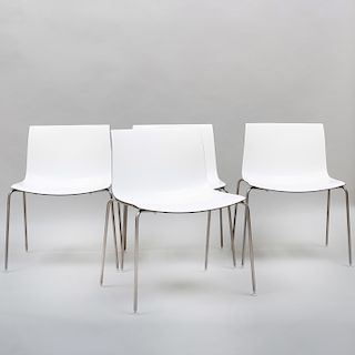 Set of Four Arper Fiberglass and Chrome 'Catifa' Chairs