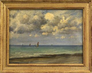 William Edward Norton and Studio (Anglo/American, 1843-1916)      Coastal View with Sailboats.