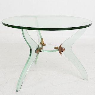 Glass and Bronze Coffee Table Attributed Fontana Arte Italian Mid-Century Modern