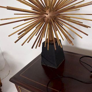 Mexican Modernist Bronze Starburst Table Lamps Attributed to Arturo Pani Sputnik
