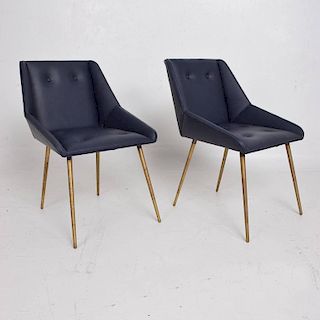 Midcentury Mexican Modernist Leather Chairs in Gio Ponti Style, 1950s
