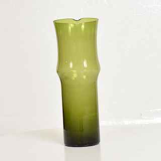 Green Glass Pitcher Vase by Tapio Wirkkala for Iittala Midcentury Danish Modern