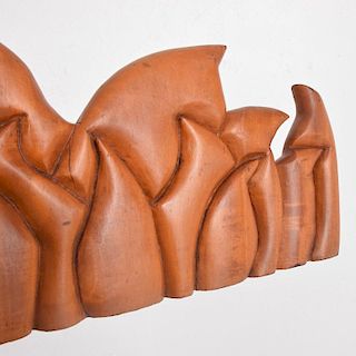 Abstract Wood Sculpture the Last Supper Signed Victor Rozo