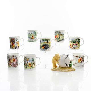 9 DOULTON WINNIE THE POOH COLLECTION MUGS, MONEY BALL