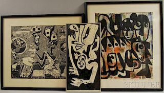 Three Framed 20th Century African-inspired Tribal Prints