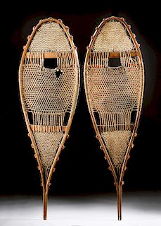 Early 20th C. Northwest Coast Wood & Sinew Snowshoes