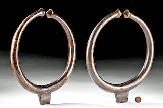 Lot of 2 Early 20th C. Congo Teke Brass Collars