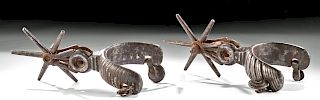19th C. Mexican Iron Spurs w/ Inlaid Silver (pr)