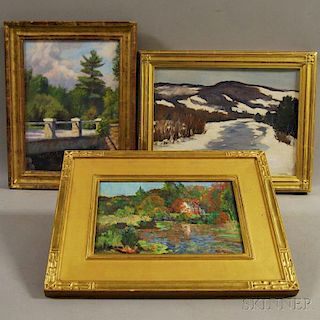 Three Landscape Paintings:      Cecil Vezin Grant (American, 1880-1953), Rising Waters