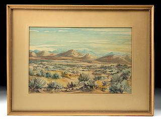 Framed Watercolor of a Southwest Landscape