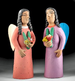 20th C. Mexican Josefina Aguilar Pottery Angels