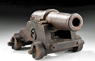 18th C. European Signal Cannon w/ Wood Cart