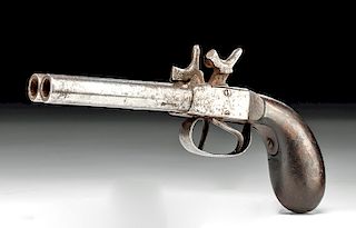 19th C. French St. Etienne Double Barrel Pistol