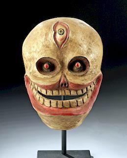 19th C. Tibetan Papier Mache Dance Mask - Citipati Face