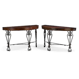 FRENCH Pair of demilune tables
