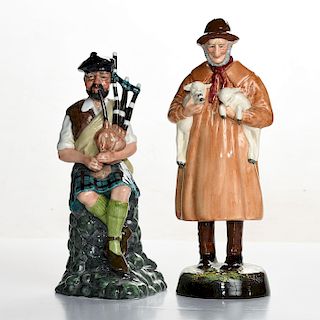 2 ROYAL DOULTON FIGURINES; THE PIPER, LAMBING TIME