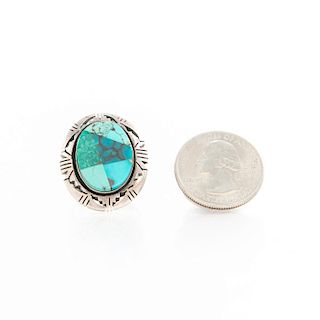 NATIVE AMERICAN STERLING SILVER AND TURQUOISE RING