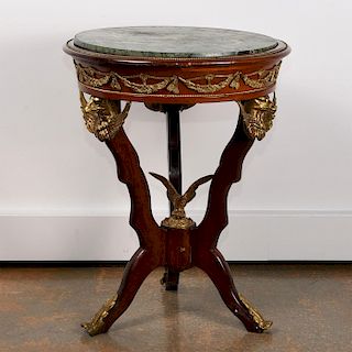FEDERAL STYLE ACCENT TABLE WITH GREEN MARBLE TOP