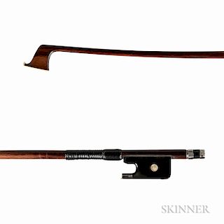French Silver-mounted Violin Bow, Mirecourt, c. 1840